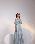 Grey Petal Embroidered Gown