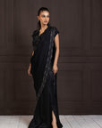 Twilight Elegance Embellished Saree Gown