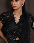 Twilight Elegance Embellished Saree Gown