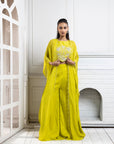 Chartreuse Cape Palazzo Set