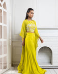 Chartreuse Cape Palazzo Set
