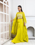Chartreuse Cape Palazzo Set