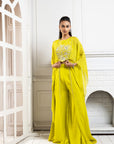 Chartreuse Cape Palazzo Set