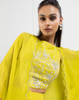 Chartreuse Cape Palazzo Set