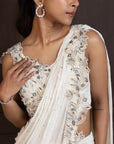Ivory Grace Draped Saree Gown