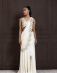 Ivory Grace Draped Saree Gown