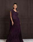 Plum Beaded Lehenga Set