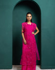 Fuchsia Elegance Embellished Cape Set