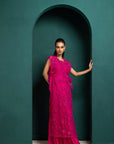 Fuchsia Elegance Embellished Cape Set