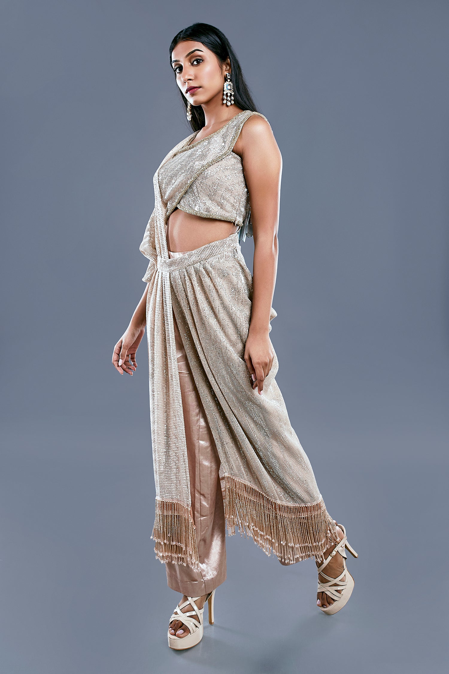 Glitter Drapped Saree