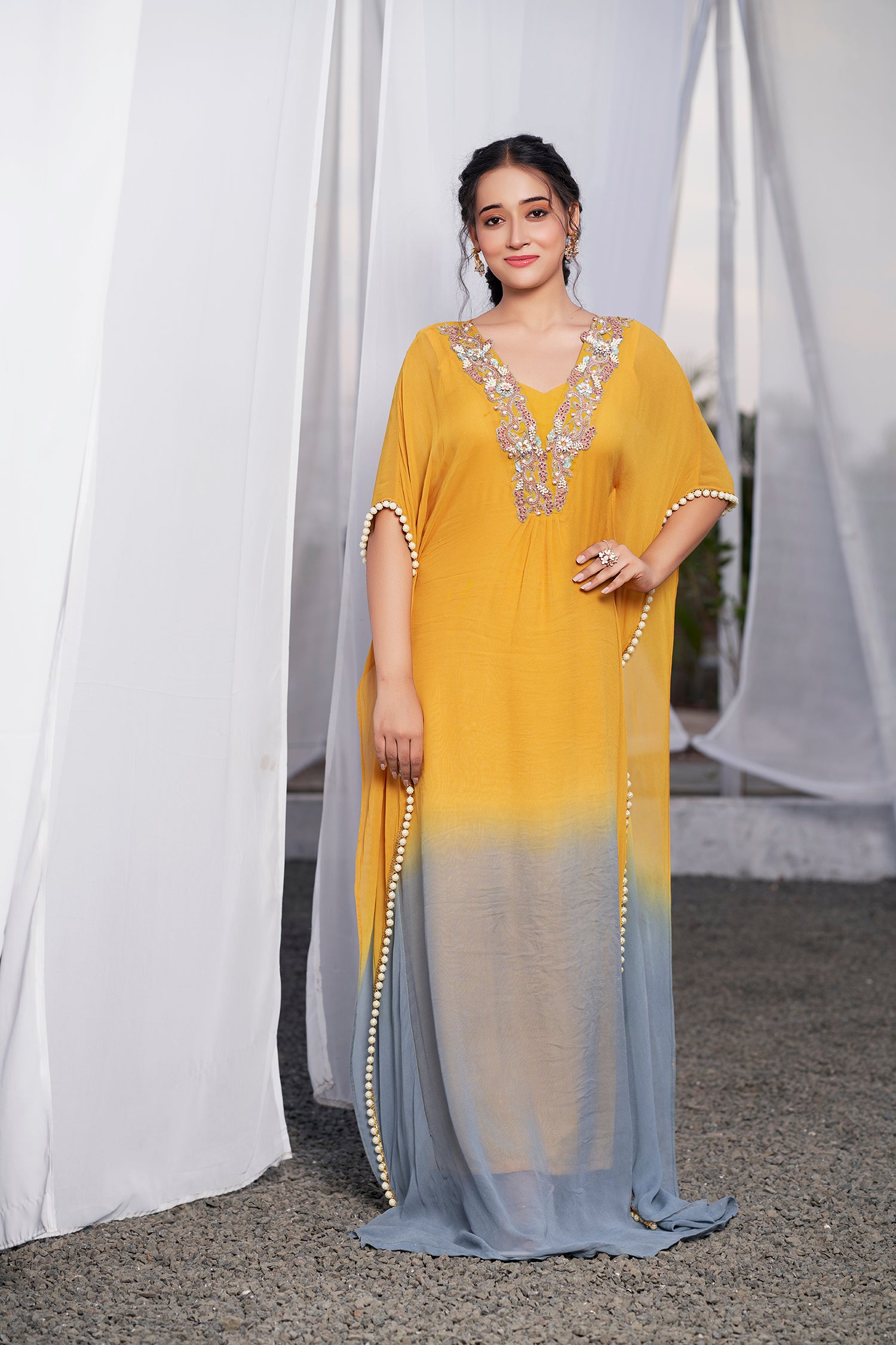 Shaded Kafftan - Mustard