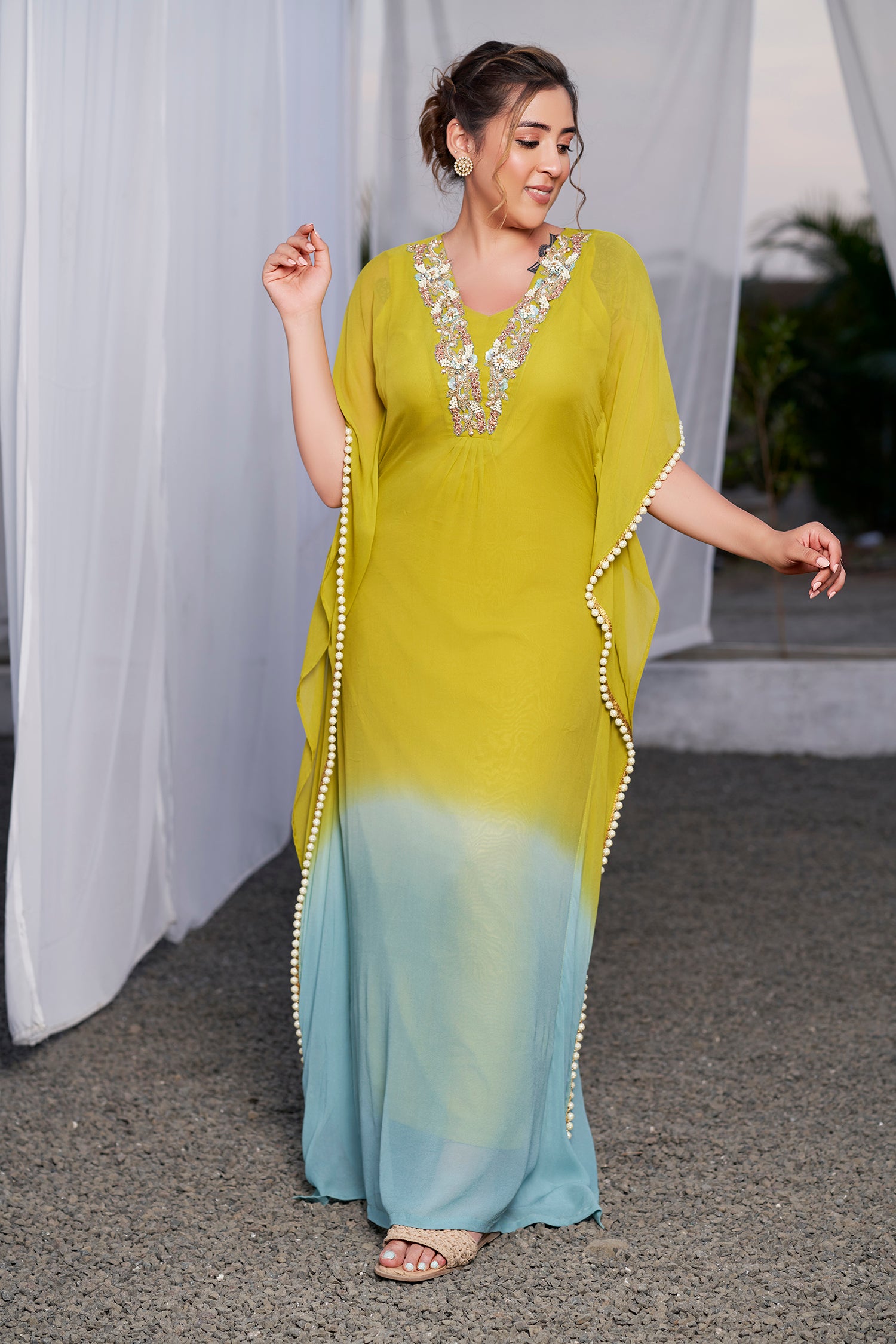 Shaded Kafftan - Lime Green