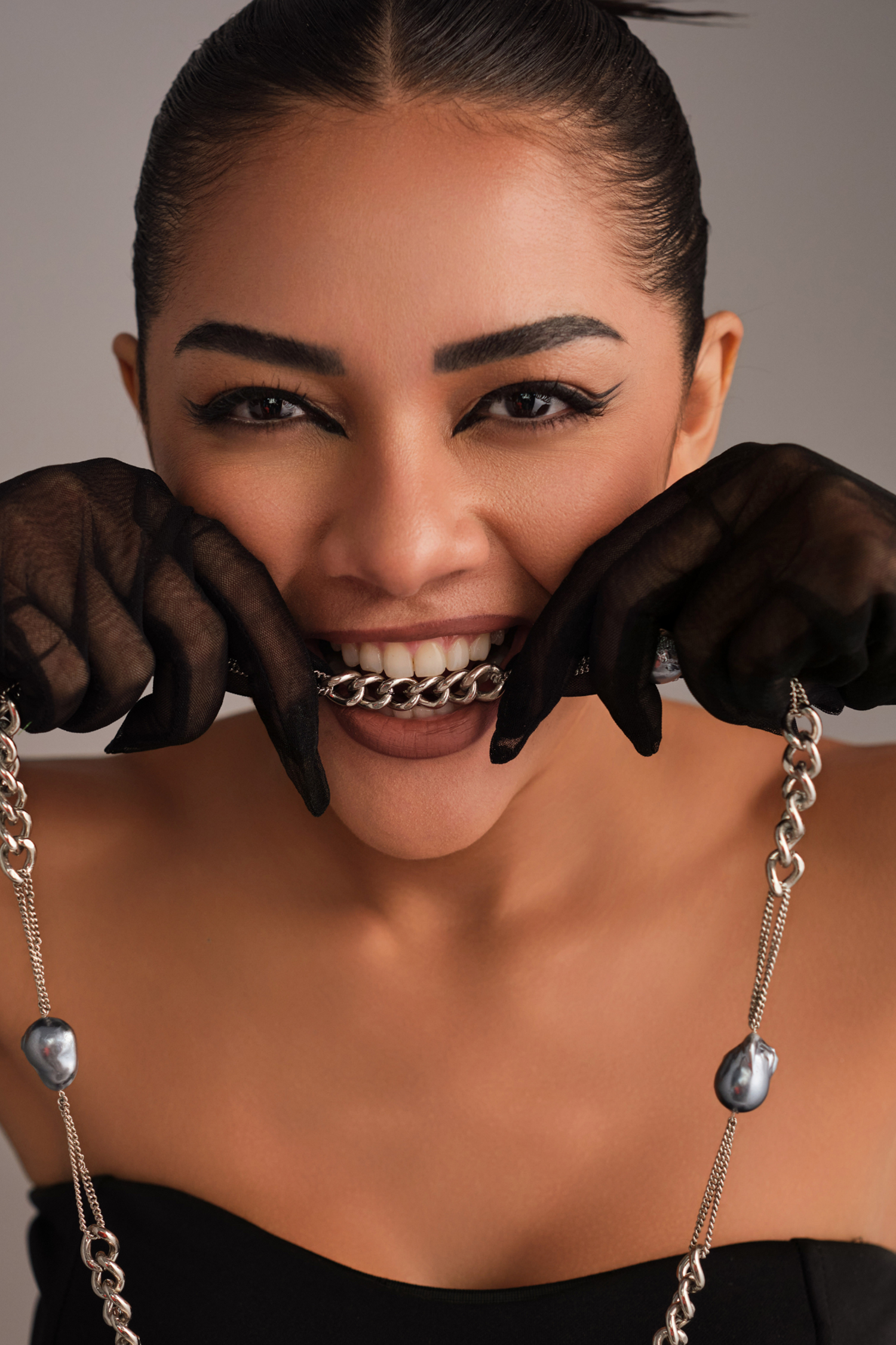 Blue Baroque Combination Chain - Chrome