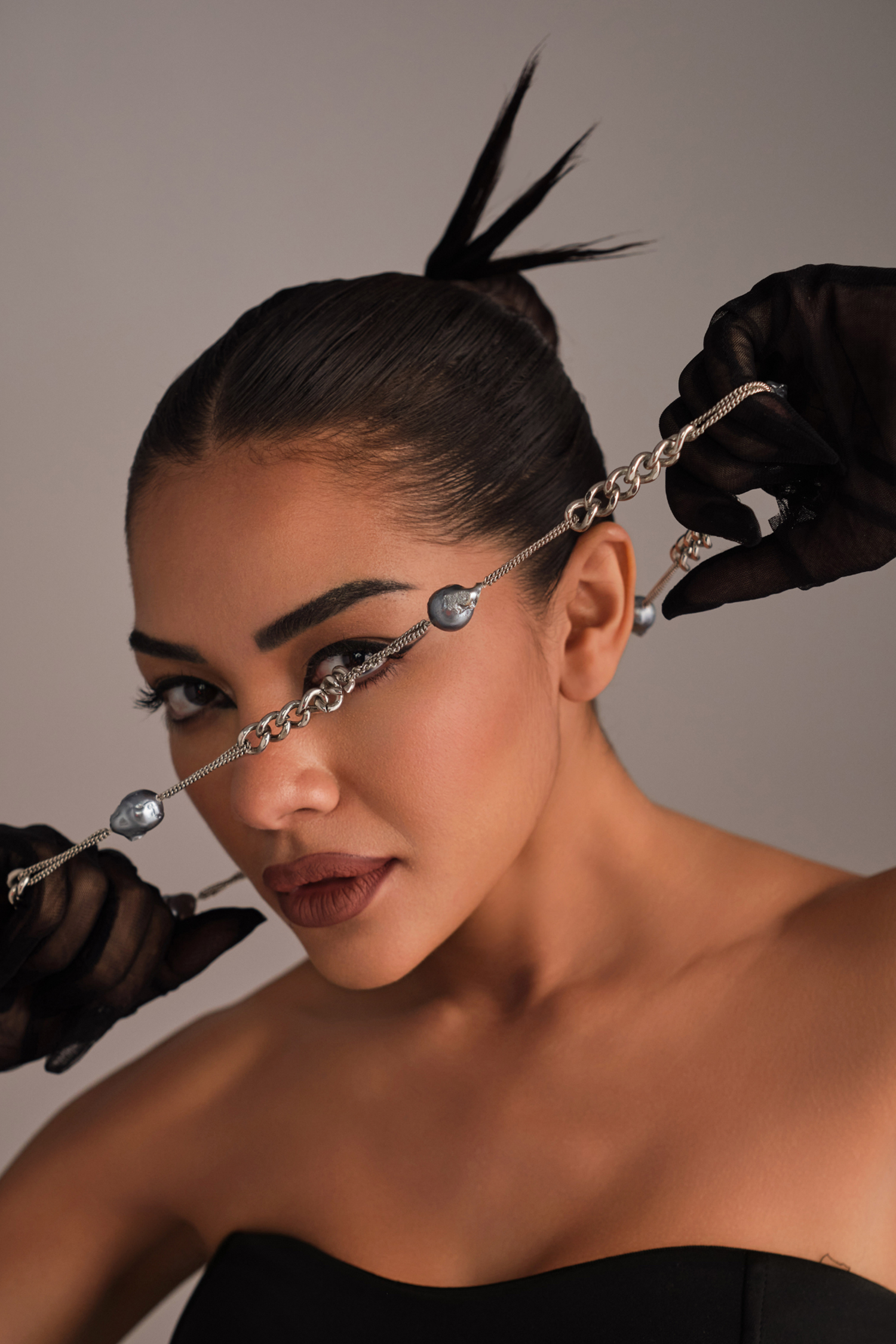 Blue Baroque Combination Chain - Chrome