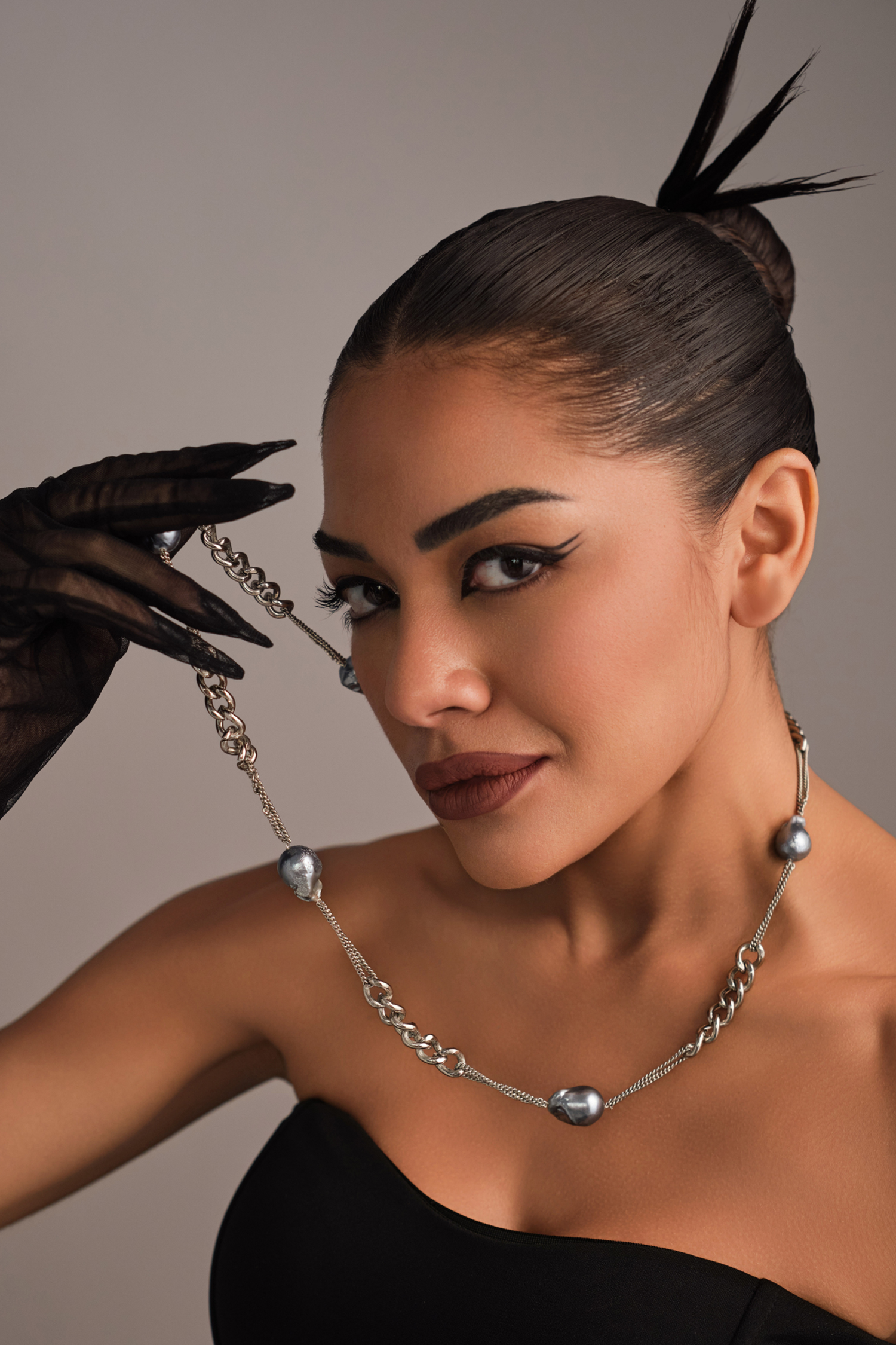 Blue Baroque Combination Chain - Chrome