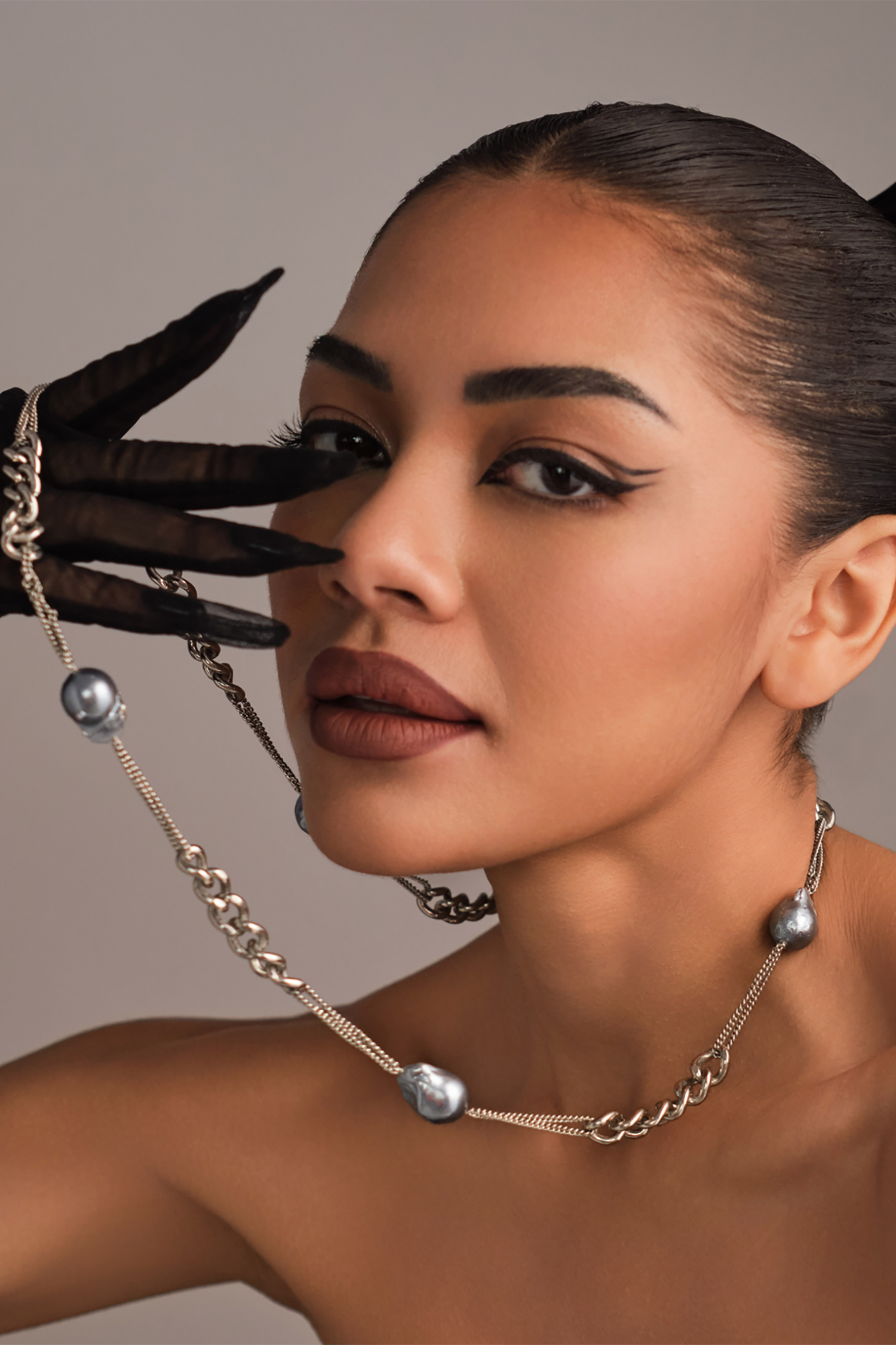 Blue Baroque Combination Chain - Chrome