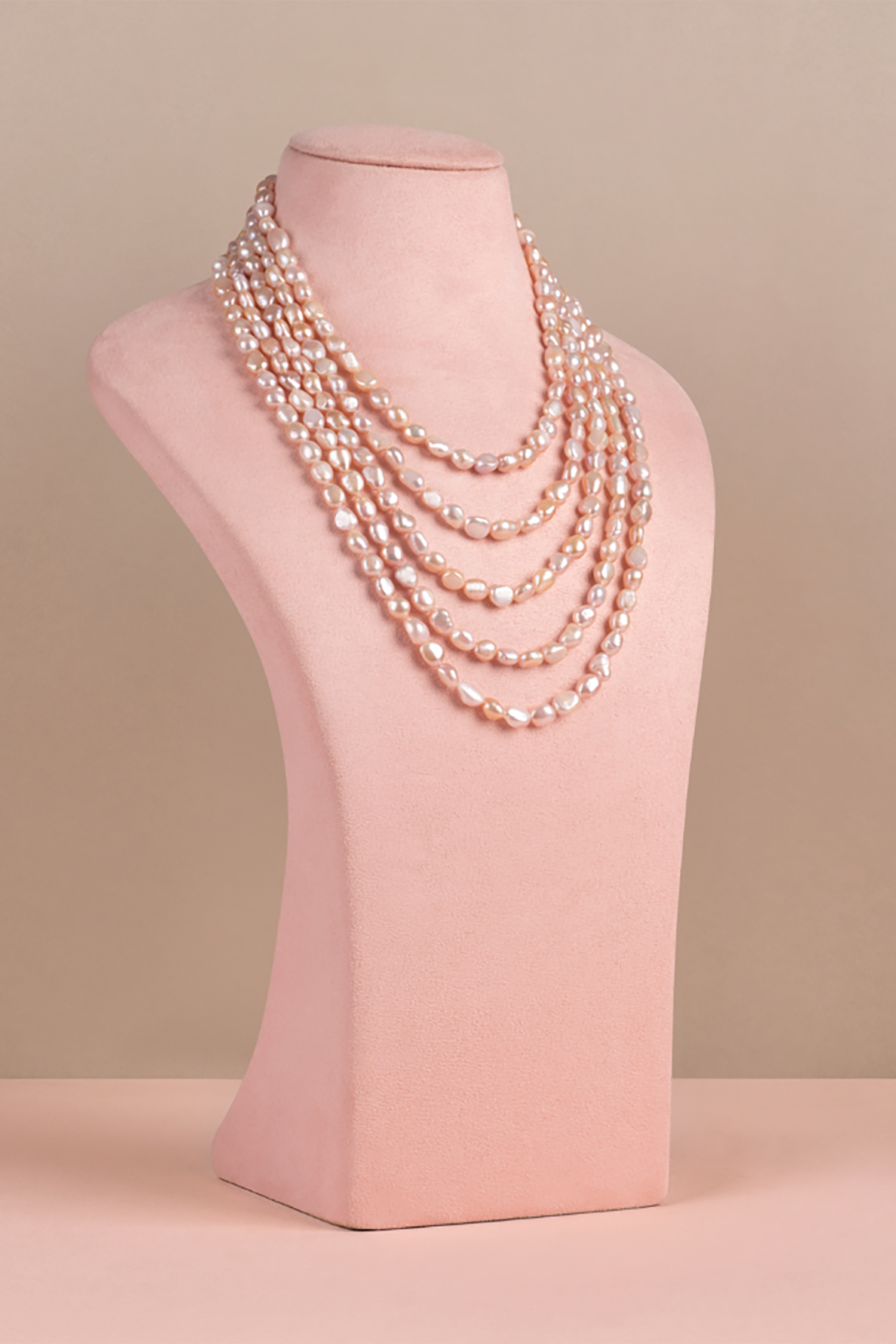 Layered Pink Baroque Necklace