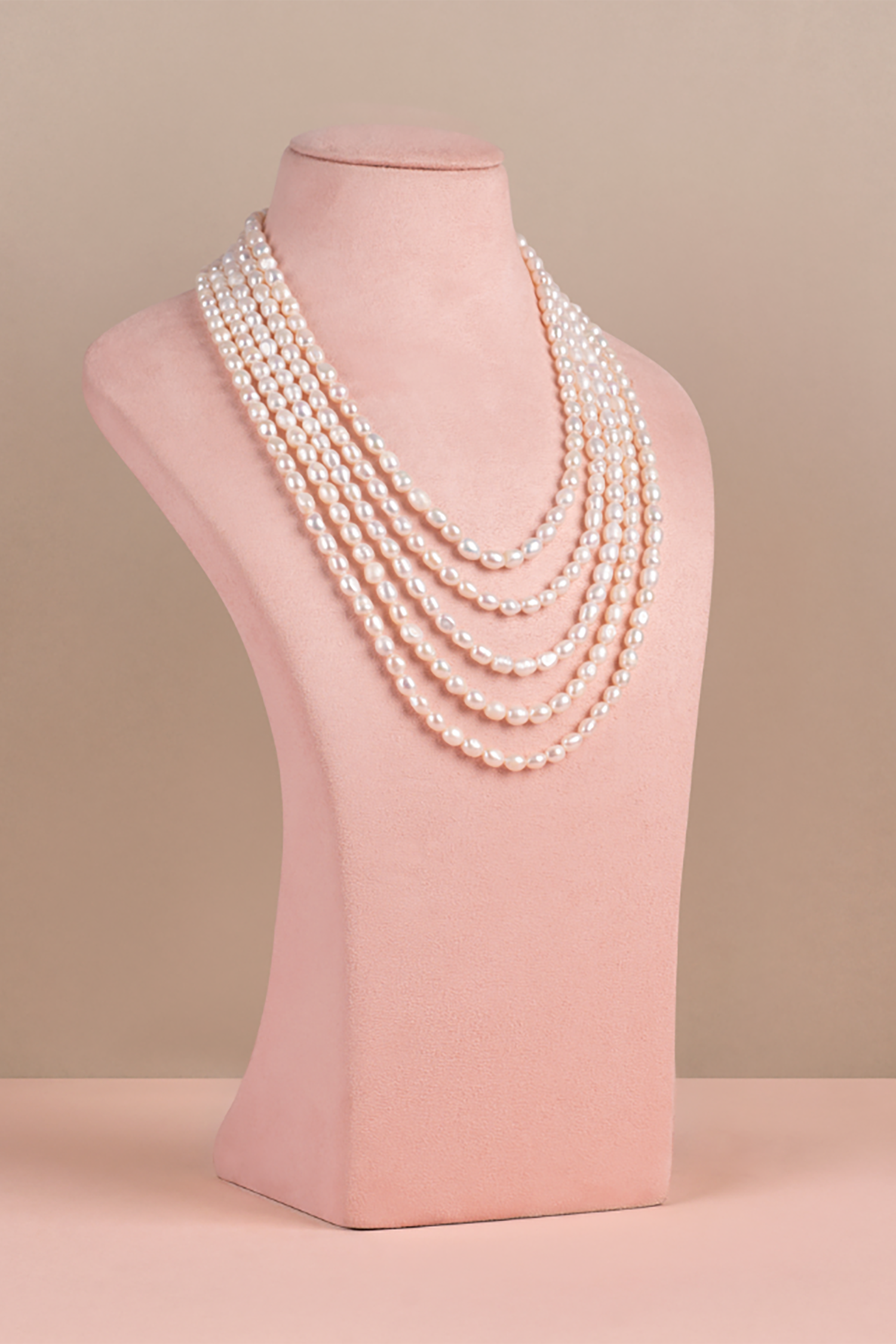 Layered Rice Pearl Necklace