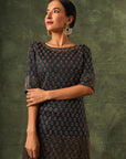 Blue Ajrakh Kurta And Sharara With Dupatta