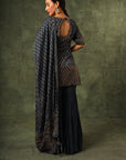 Blue Ajrakh Kurta And Sharara With Dupatta