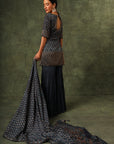 Blue Ajrakh Kurta And Sharara With Dupatta