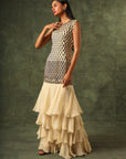 Beige Four Tiered Ruffle Dress