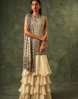 Beige Four Tiered Ruffle Dress
