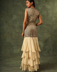 Beige Four Tiered Ruffle Dress