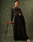 Black Ajrakh Gathered Dress