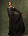 Black Ajrakh Gathered Dress