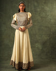 Beige Ajrakh A Line Gown