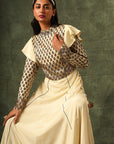 Beige Ajrakh A Line Gown