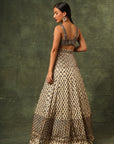 Ivory Ajrakh Blouse And Lehenga With Ajrakh Dupatta