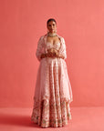 Powdered Pink Lehenga Set With Organza Dupatta