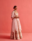 Powdered Pink Lehenga Set With Organza Dupatta