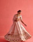 Powdered Pink Lehenga Set With Organza Dupatta