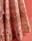 Powdered Pink Lehenga Set With Organza Dupatta
