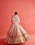 Powdered Pink Lehenga Set With Organza Dupatta