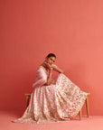 Powdered Pink Lehenga Set With Organza Dupatta