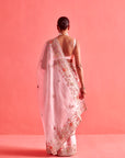 Powdered Pink Hand Embrodiered Saree With Mashru Silk Blouse