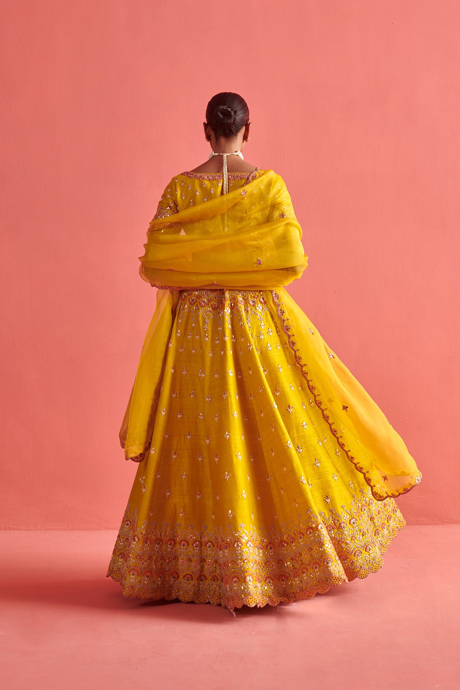 Yellow Lehenga & Bloluse  With Organza Dupatta