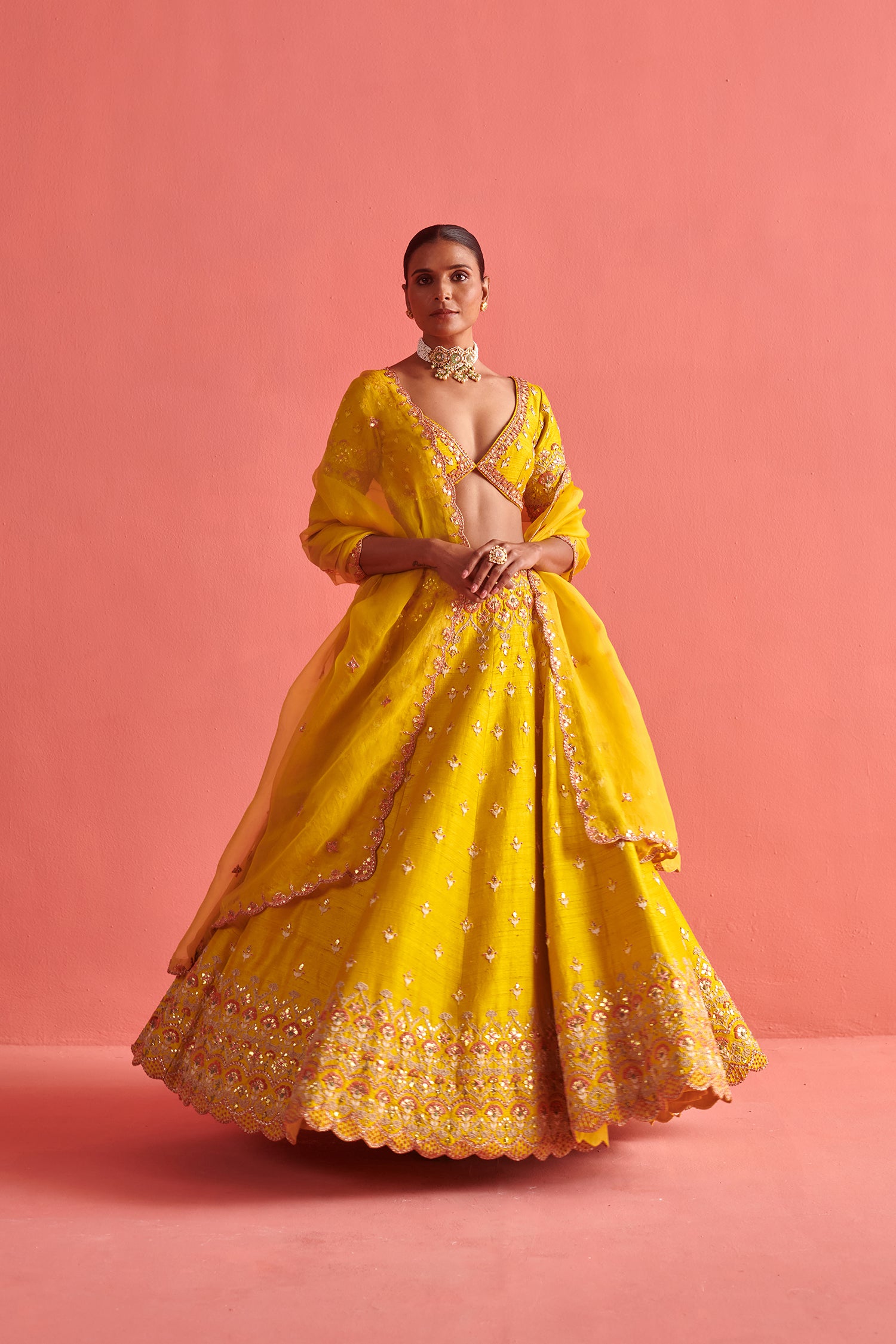 Yellow Lehenga & Bloluse  With Organza Dupatta