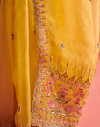 Yellow Hand Embrodiered Saree With Mashru Silk Blouse
