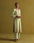 Kora Silk Kurti, Bamberg Satin Pallazo With Organza Dupatta