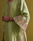 Kora Silk Kurti, Bamberg Satin Pallazo With Organza Dupatta