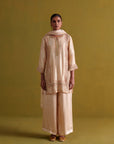 Kora Silk Kurti, Bamberg Satin Pallazo With Organza Dupatta