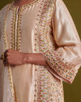 Kora Silk Kurti, Bamberg Satin Pallazo With Organza Dupatta