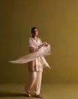 Kora Silk Kurti, Bamberg Satin Pallazo With Organza Dupatta