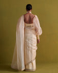 Beige Hand Embrodiered Saree With Raw Silk Blouse