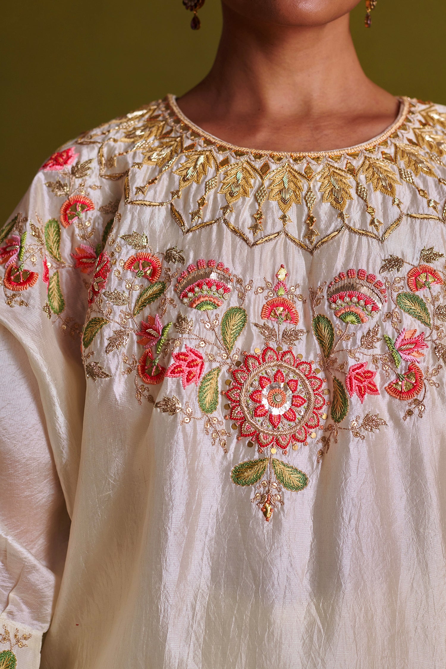 Kora Silk Kurti, Bamberg Satin Pallazo